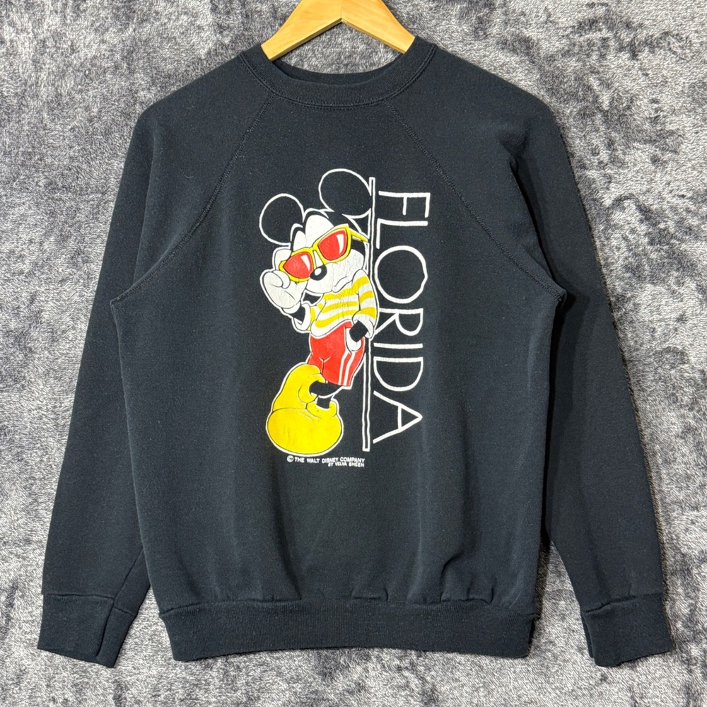 Vintage 80s‎ Mickey Mouse Sweatshirt Black Medium Florida USA Disney